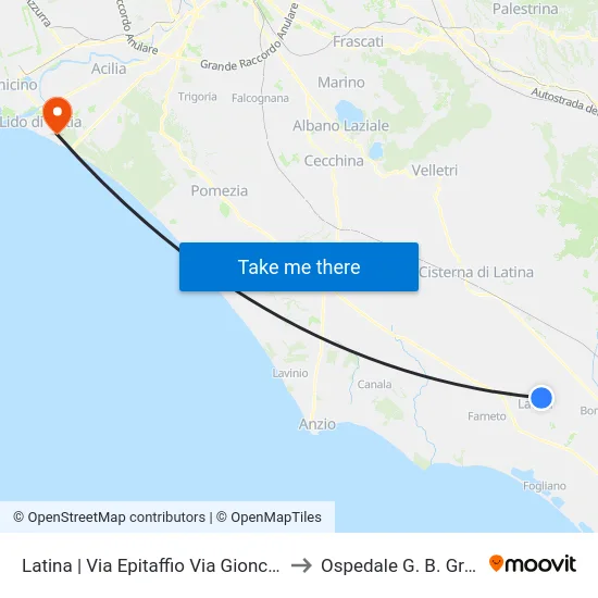 Latina | Via Epitaffio Via Gionchetto to Ospedale G. B. Grassi map