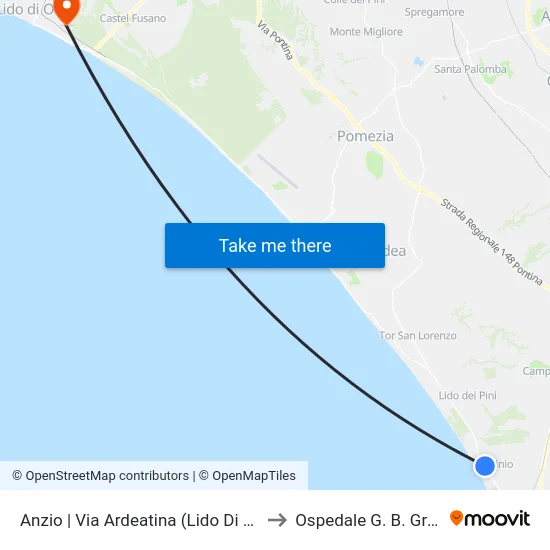 Anzio | Via Ardeatina (Lido Di Enea) to Ospedale G. B. Grassi map