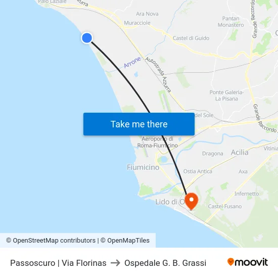 Passoscuro | Via Florinas to Ospedale G. B. Grassi map