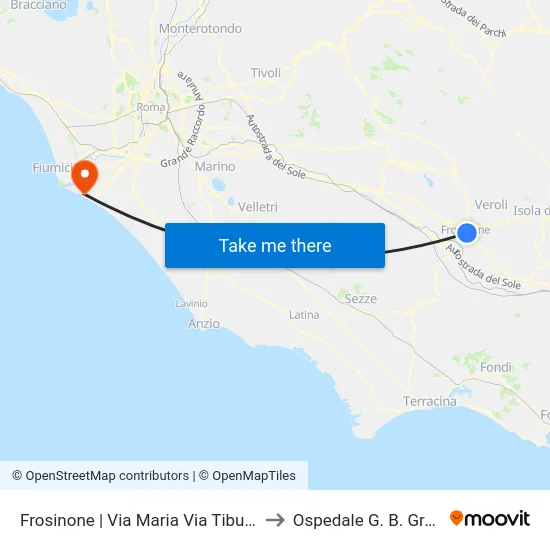 Frosinone | Via Maria Via Tiburtina to Ospedale G. B. Grassi map