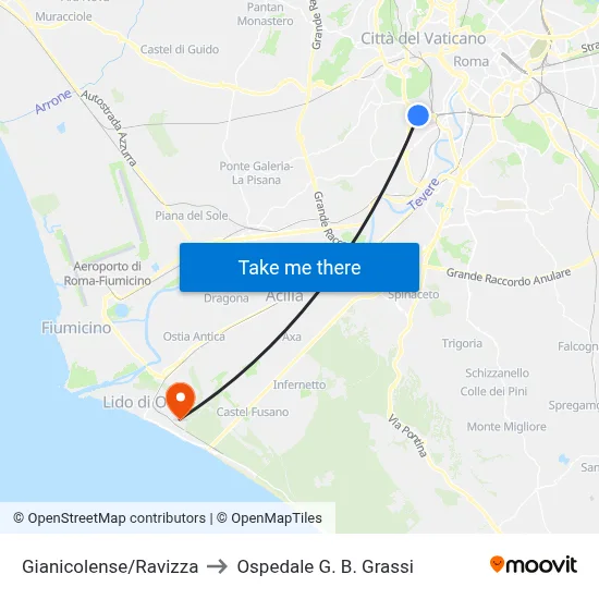Gianicolense/Ravizza to Ospedale G. B. Grassi map