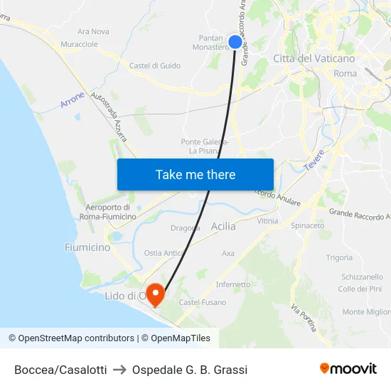 Boccea/Casalotti to Ospedale G. B. Grassi map