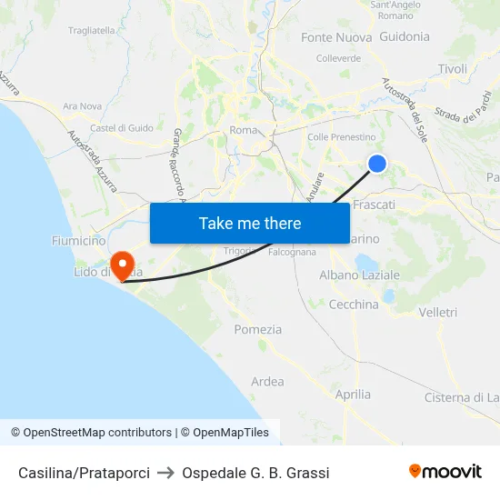 Casilina/Prataporci to Ospedale G. B. Grassi map