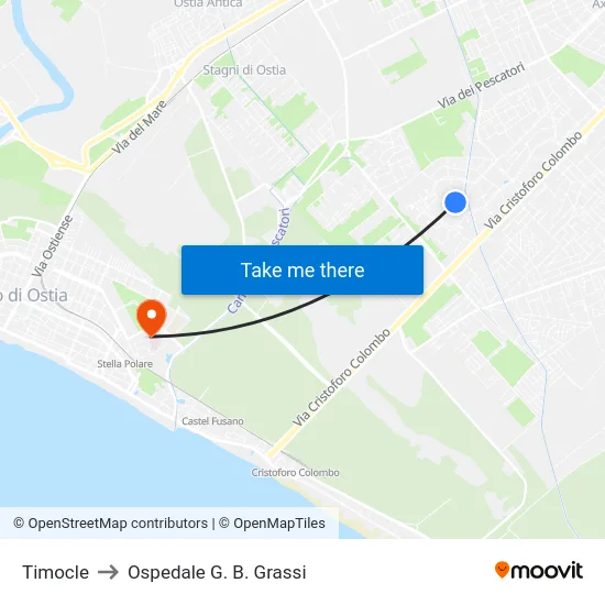 Timocle to Ospedale G. B. Grassi map