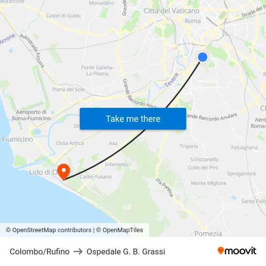 Colombo/Rufino to Ospedale G. B. Grassi map
