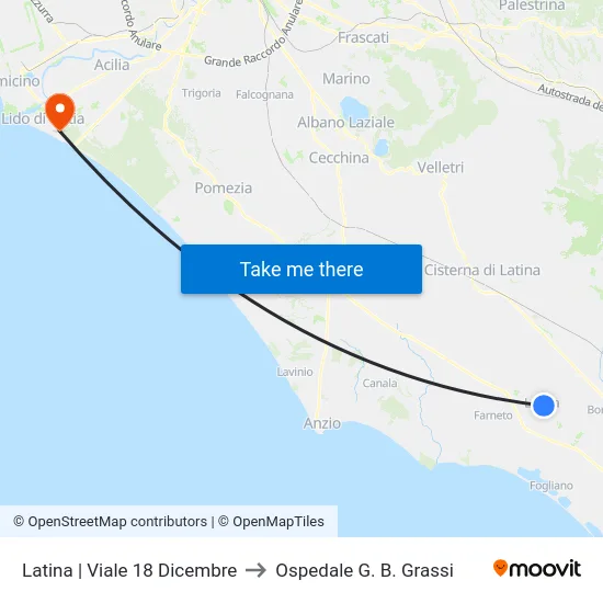Latina | Viale 18 Dicembre to Ospedale G. B. Grassi map