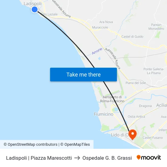 Ladispoli | Piazza Marescotti to Ospedale G. B. Grassi map