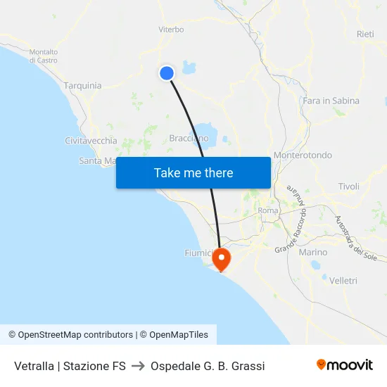 Vetralla | Stazione FS to Ospedale G. B. Grassi map