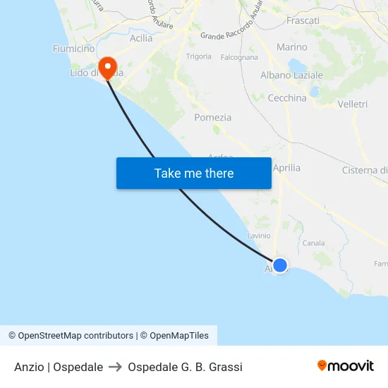 Anzio | Ospedale to Ospedale G. B. Grassi map
