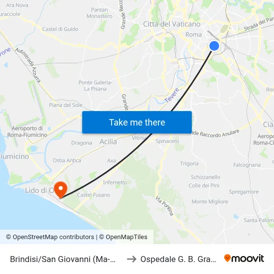 Brindisi/San Giovanni (Ma-Mc) to Ospedale G. B. Grassi map