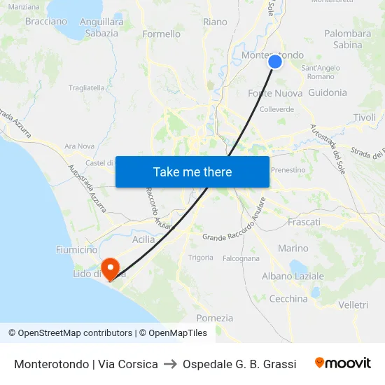 Monterotondo | Corsica Street to G. B. Grassi Hospital map