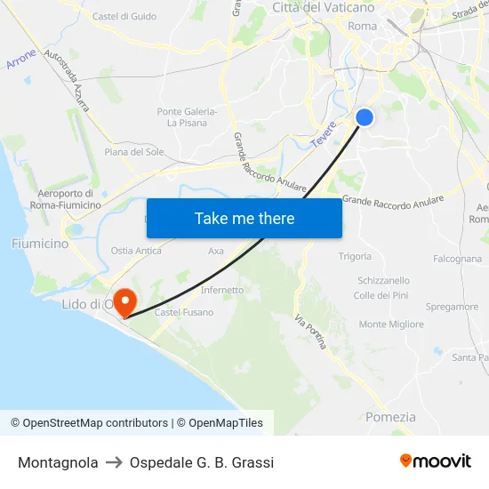 Montagnola to Ospedale G. B. Grassi map