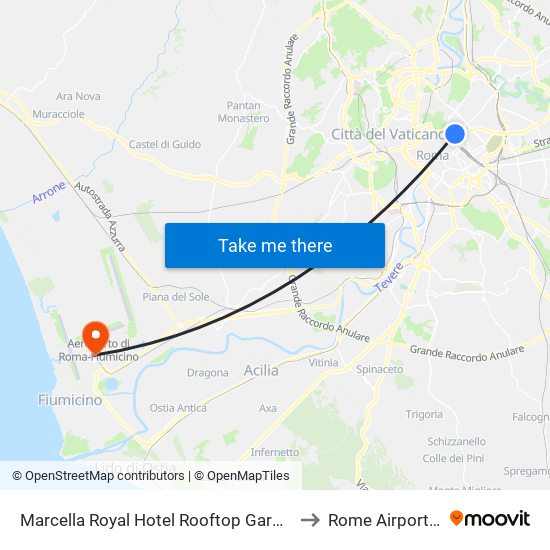 Marcella Royal Hotel Rooftop Garden Rome to Rome Airport FCO map