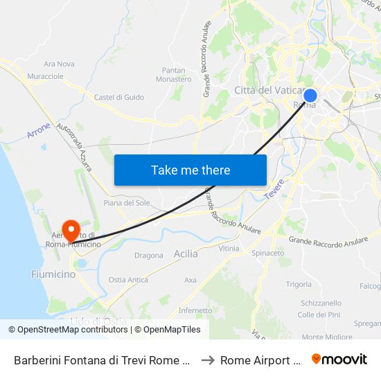 Barberini Fontana di Trevi Rome Metro to Rome Airport FCO map