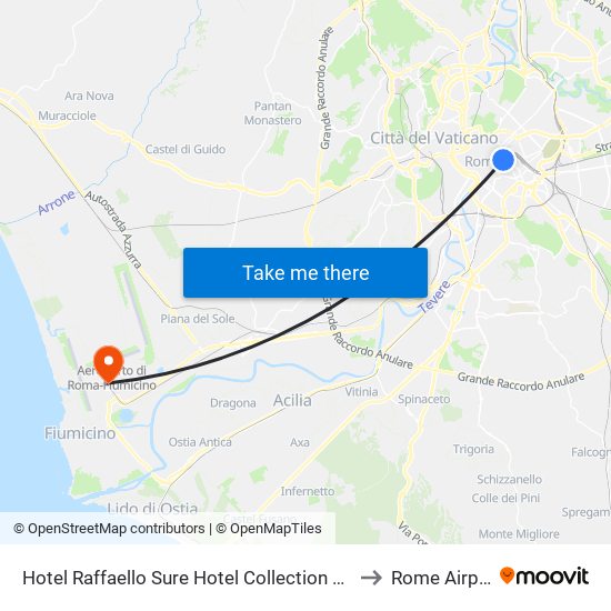 Hotel Raffaello Sure Hotel Collection by Best Western Rome to Rome Airport FCO map