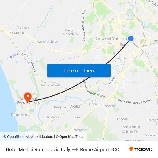 Hotel Medici Rome Lazio Italy to Rome Airport FCO map