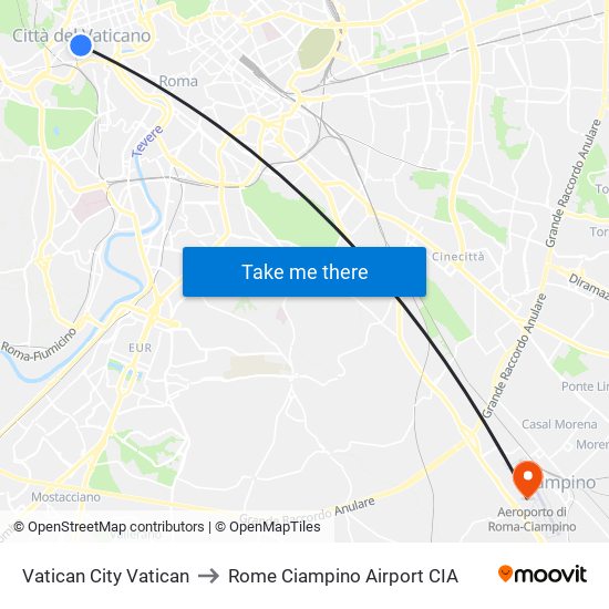 Vatican City Vatican to Rome Ciampino Airport CIA map