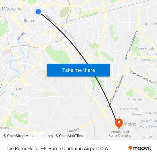 The RomeHello to Rome Ciampino Airport CIA map