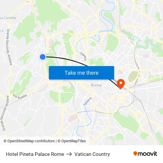 Hotel Pineta Palace Rome to Vatican Country map