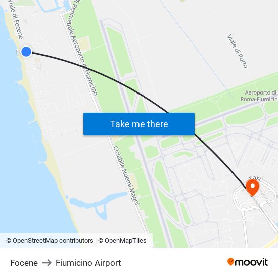 Focene to Fiumicino Airport map