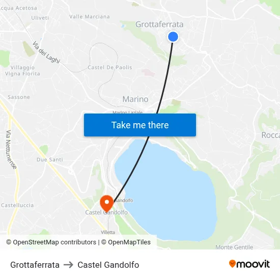 Grottaferrata to Castel Gandolfo map