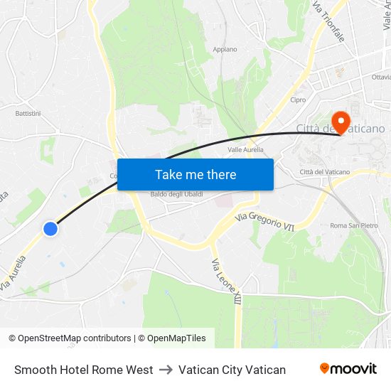 Smooth Hotel Rome West to Vatican City Vatican map