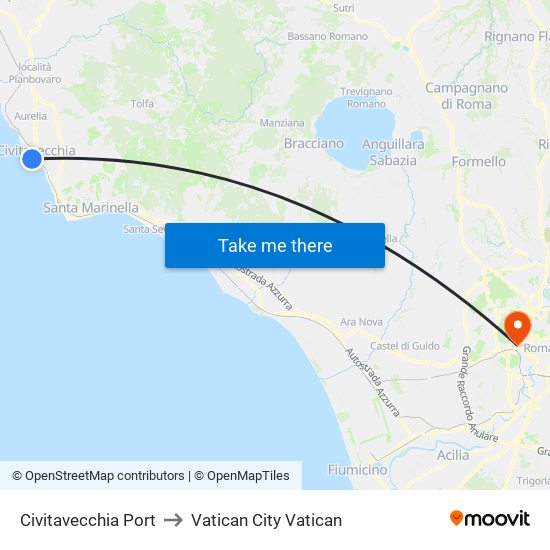 Civitavecchia Port to Vatican City Vatican map