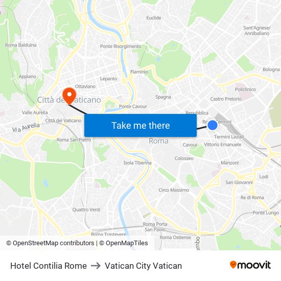 Hotel Contilia Rome to Vatican City Vatican map