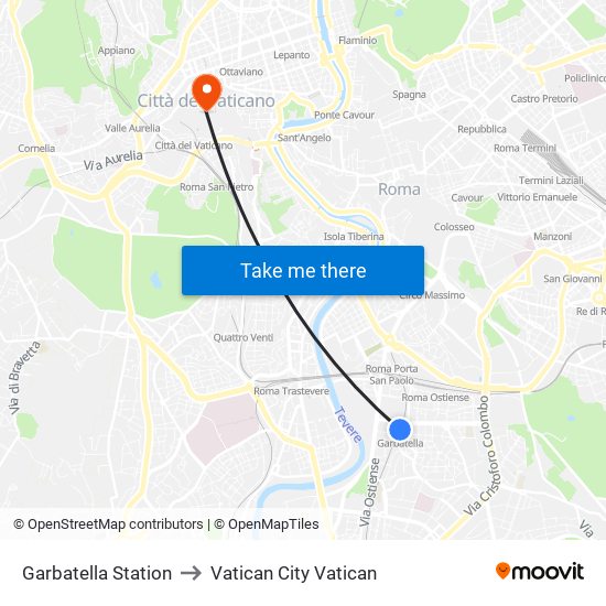 Garbatella Station to Vatican City Vatican map