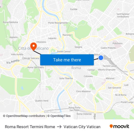 Roma Resort Termini Rome to Vatican City Vatican map