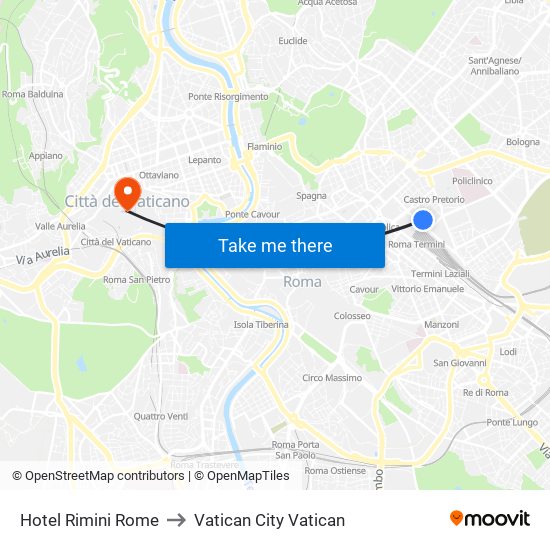 Hotel Rimini Rome to Vatican City Vatican map