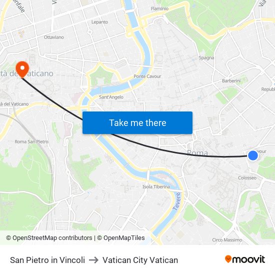 San Pietro in Vincoli to Vatican City Vatican map
