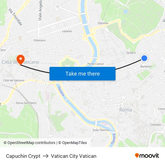 Capuchin Crypt to Vatican City Vatican map