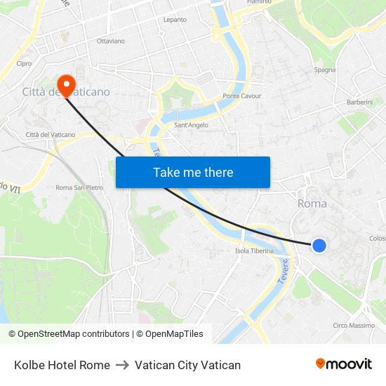 Kolbe Hotel Rome to Vatican City Vatican map