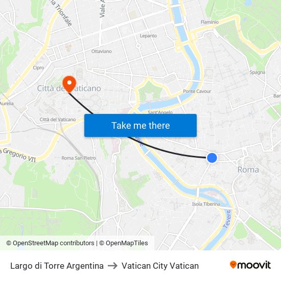 Largo di Torre Argentina to Vatican City Vatican map