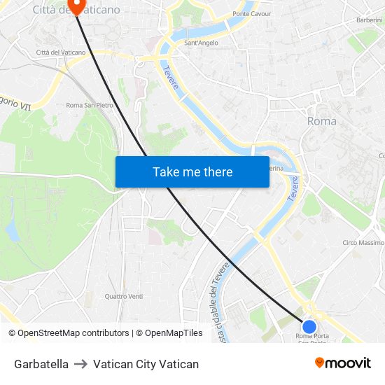 Garbatella to Vatican City Vatican map