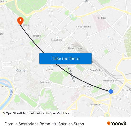 Domus Sessoriana Rome to Spanish Steps map