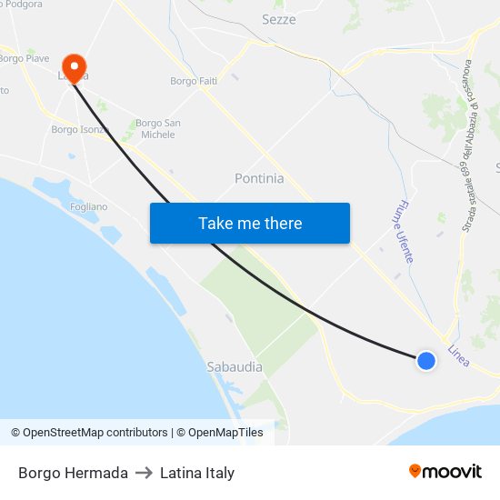 Borgo Hermada to Latina Italy map
