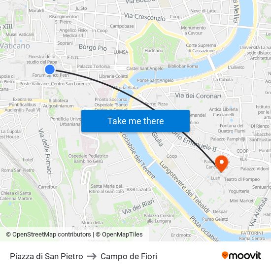 Piazza di San Pietro to Campo de Fiori map