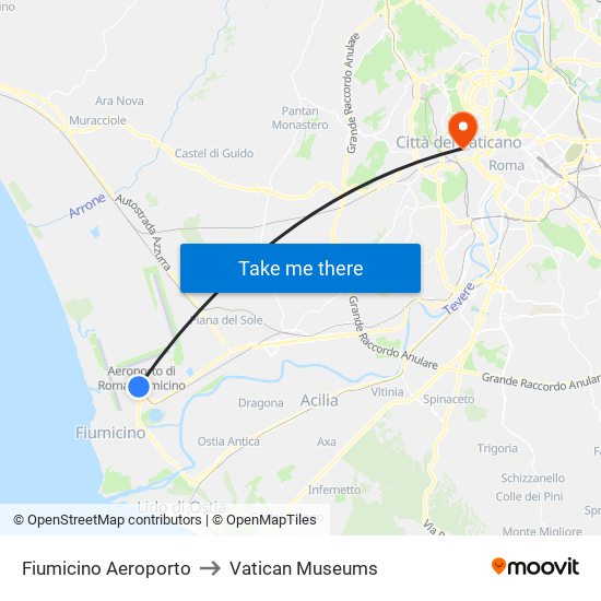 Fiumicino Aeroporto to Vatican Museums map