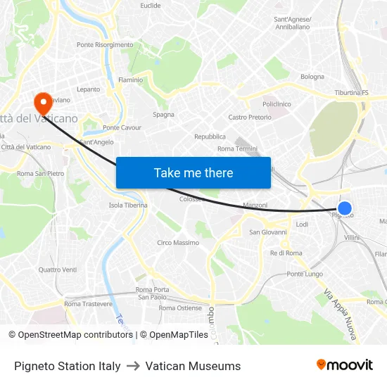 Pigneto Station Italy to Vatican Museums map