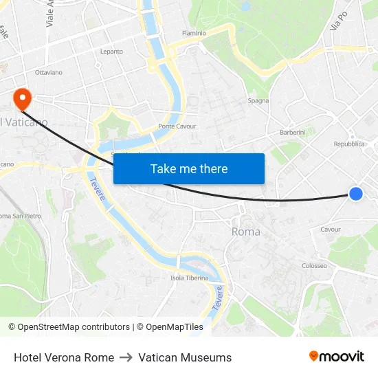 Hotel Verona Rome to Vatican Museums map