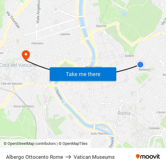 Albergo Ottocento Rome to Vatican Museums map