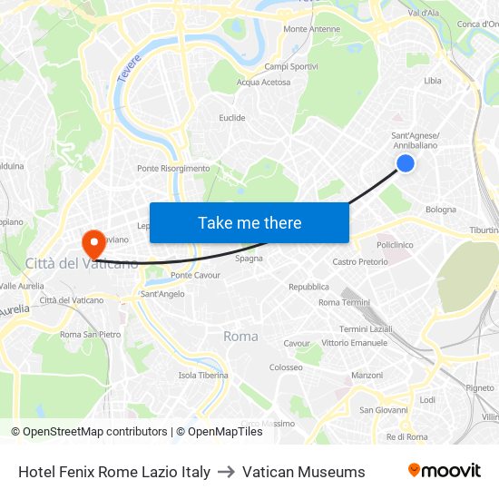 Hotel Fenix Rome Lazio Italy to Vatican Museums map