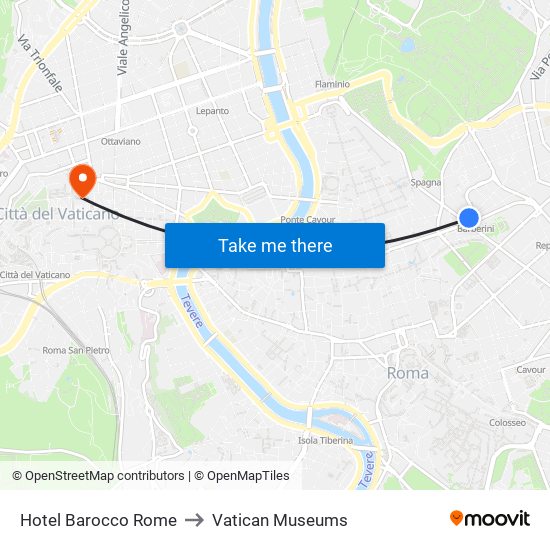 Hotel Barocco Rome to Vatican Museums map