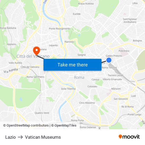 Lazio to Vatican Museums map