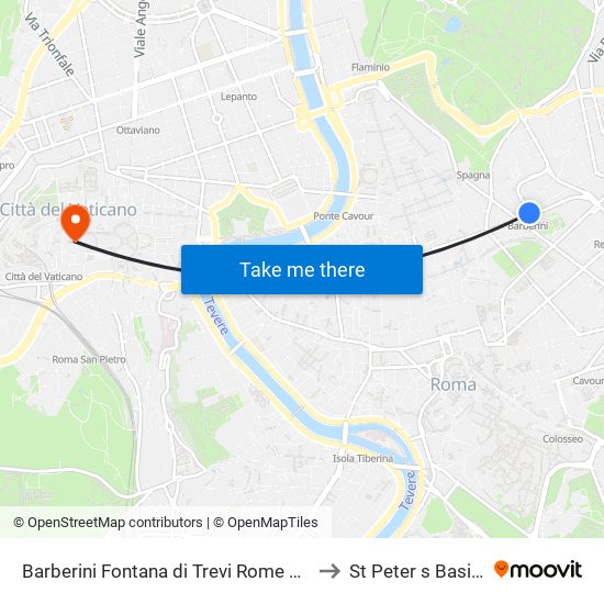 Barberini Fontana di Trevi Rome Metro to St Peter s Basilica map
