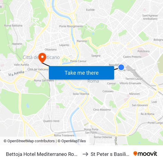 Bettoja Hotel Mediterraneo Rome to St Peter s Basilica map