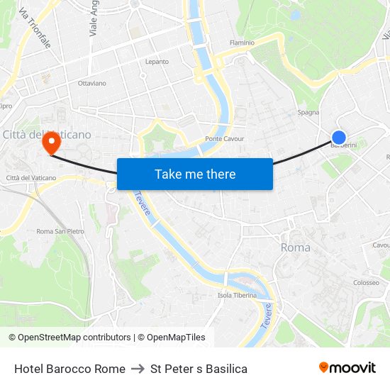 Hotel Barocco Rome to St Peter s Basilica map