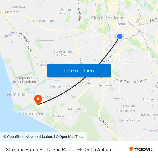 Stazione Roma Porta San Paolo to Ostia Antica map